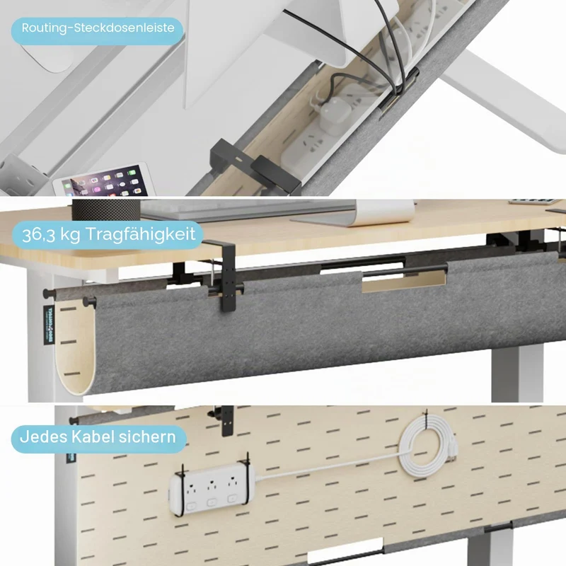 ERGO COLLECT Kabelorganisation · Grau/Khaki · 115 cm
