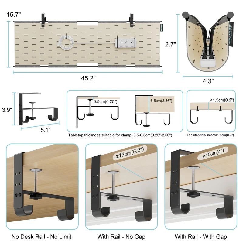 ERGO COLLECT Kabelorganisation · Grau/Khaki · 115 cm