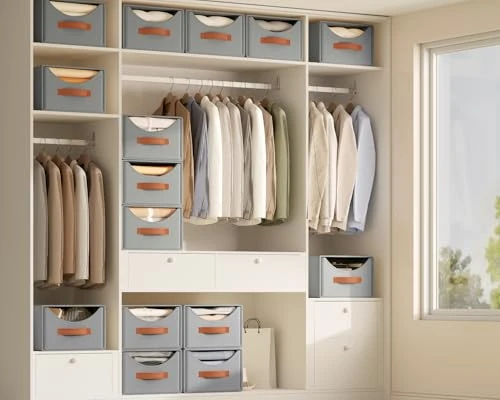 Homsorout Schubladen Ordnungssystem - 4 Stück Schubladenboxen, Grau