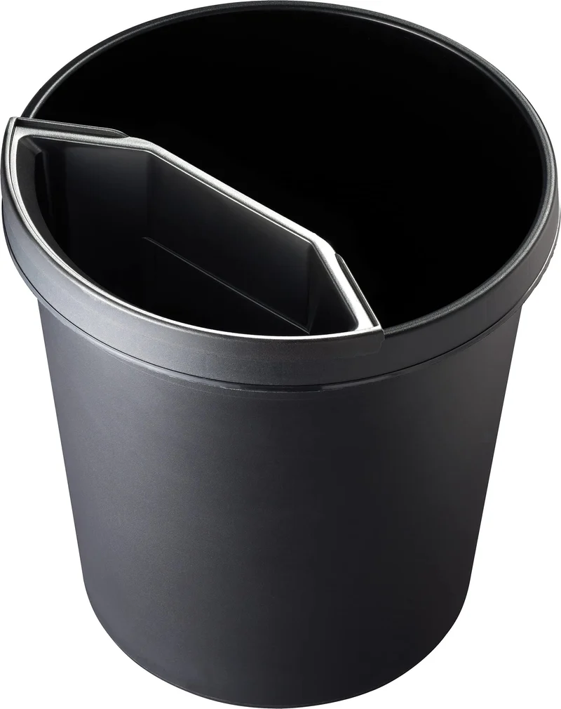 helit H6105895 - Papierkorb „the german“, 18 Liter, schwarz, mit umlaufendem Griffrand, aus Kunststoff, 1 Stück