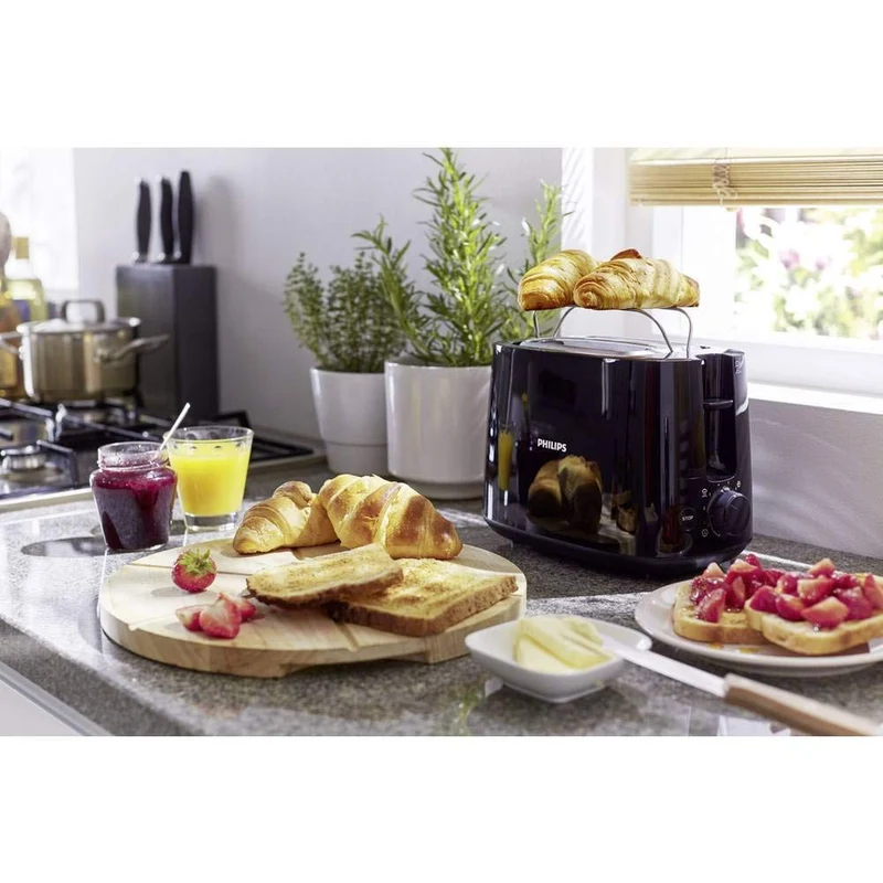 Philips Toaster, Schwarz, 8 Bräunungsstufen
