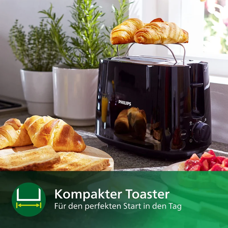 Philips Toaster, Schwarz, 8 Bräunungsstufen