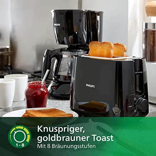 Philips Toaster, Schwarz, 8 Bräunungsstufen