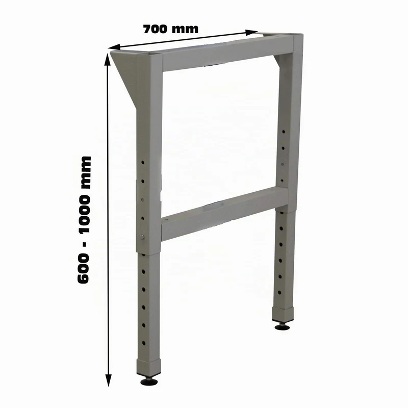 ADB Werkbankfuß höhenverstellbar, Vierkantrohr 50x50x2 mm, pulverbeschichtet, für Werkbänke mit Tiefe 700 mm, inkl. Montagematerial und Bodengleiter