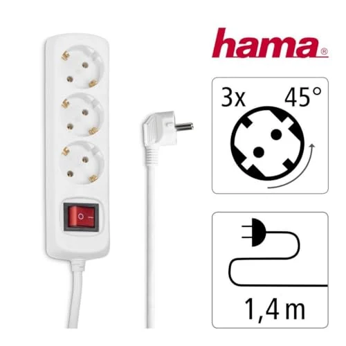 Hama Steckdosenleiste 3-Fach, Kabel 1,4m, GS geprüft