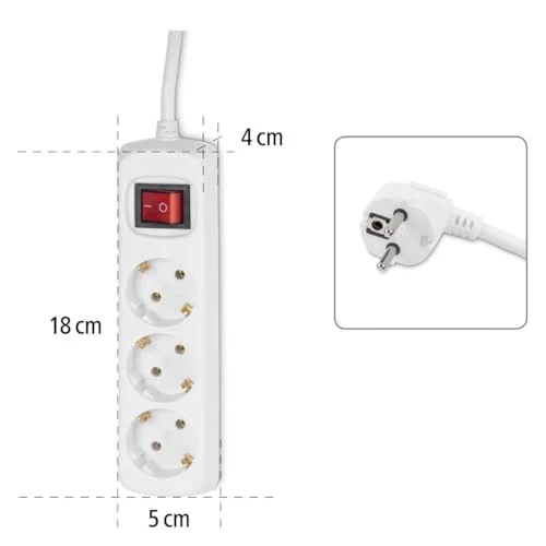 Hama Steckdosenleiste 3-Fach, Kabel 1,4m, GS geprüft