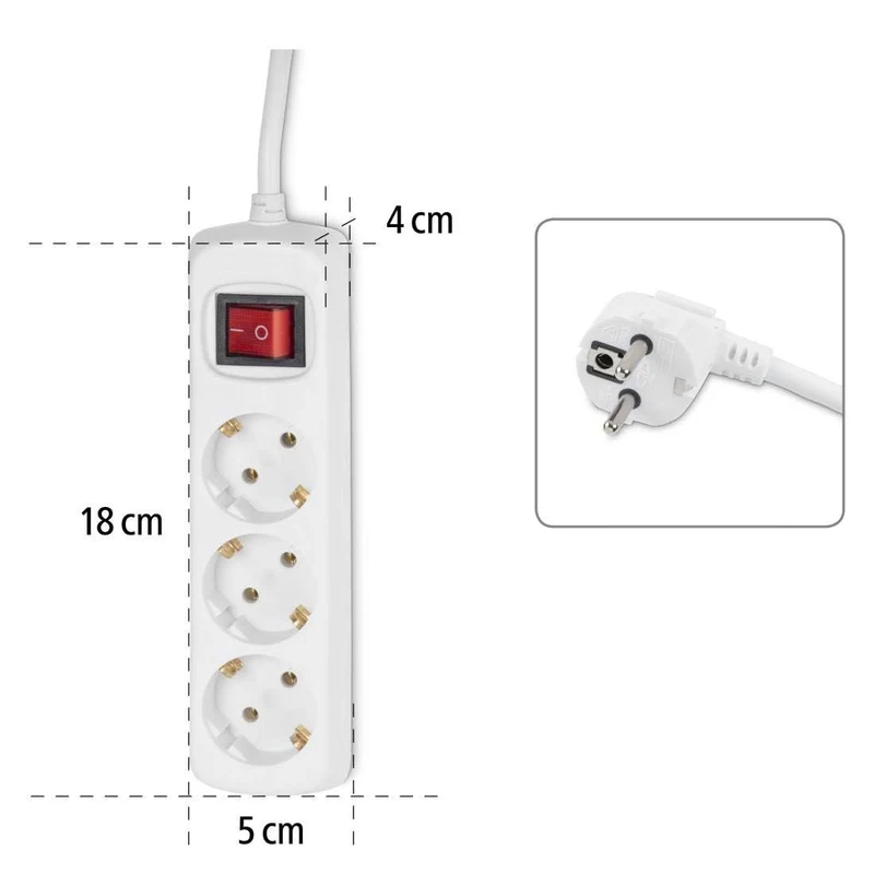 Hama Steckdosenleiste 3-Fach, Kabel 1,4m, GS geprüft