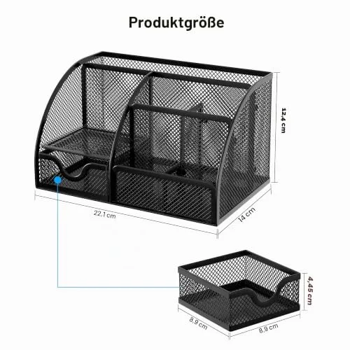 EasyPAG 7 Fächer Metall Schreibtisch Organizer Stiftehalter Stiftköcher Vielseitig Utensilienschalen Büro Organisation Zubehör Ablage mit Schublade