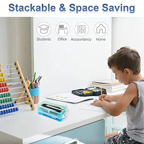 Tikplus 3 Stück Stapelbare Stiftebox，Durchsichtige Bleistiftboxen Stifte Aufbewahrung, Stiftebox Kinder für Kleinteile, Aquarellstifte, Pinselmalstifte, Zeichnungs Werkzeuge, Bürobedarf Organizer
