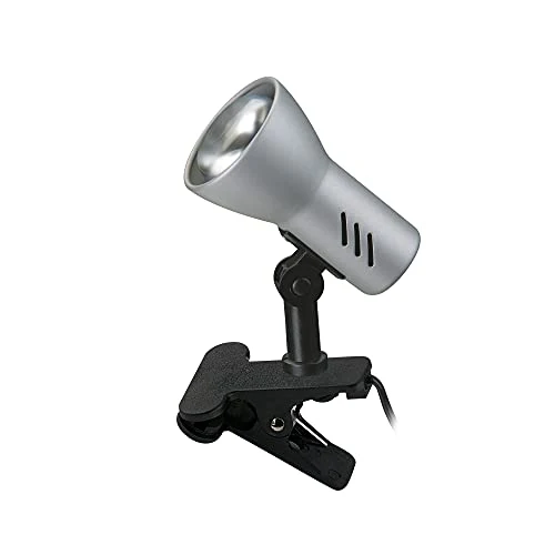 BRILONER - Schreibtischlampe mit Kabelschalter, schwenkbar, E14 Fassung, max. 40 Watt, Klemmlampe, Klemmleuchte, Nachttischlampe, Leselicht Kinder, Leselampe Bett, 6,5x11,5x10,8 cm, Titanfarbig