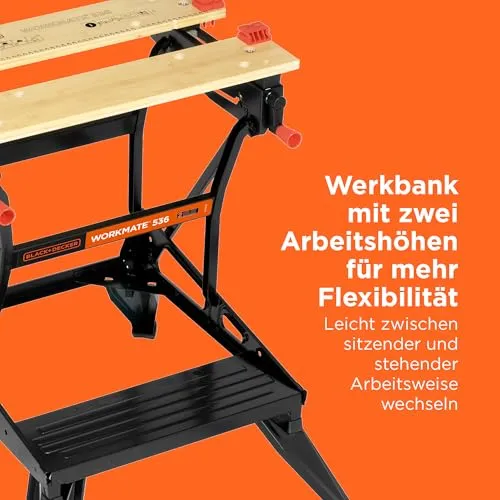 BLACK+DECKER Workmate 536 Werkbank mit Zwei Arbeitshöhen, WM536-XJ
