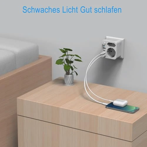 Doppelstecker für USB Steckdose, Mehrfachsteckdose mit 4 USB Netzstecker,USB CAdapter,Steckdosenadapter 2Fach Stecker mit USB, Mehrfachstecker für Steckdose,mehrfachstecker