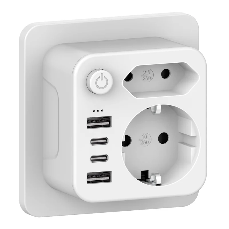 Doppelstecker für USB Steckdose, Mehrfachsteckdose mit 4 USB Netzstecker,USB CAdapter,Steckdosenadapter 2Fach Stecker mit USB, Mehrfachstecker für Steckdose,mehrfachstecker