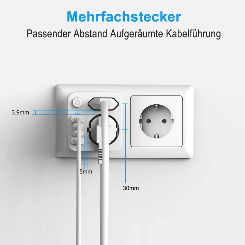 Doppelstecker für USB Steckdose, Mehrfachsteckdose mit 4 USB Netzstecker,USB CAdapter,Steckdosenadapter 2Fach Stecker mit USB, Mehrfachstecker für Steckdose,mehrfachstecker