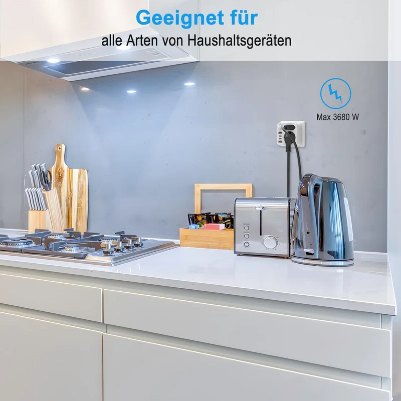 Doppelstecker für USB Steckdose, Mehrfachsteckdose mit 4 USB Netzstecker,USB CAdapter,Steckdosenadapter 2Fach Stecker mit USB, Mehrfachstecker für Steckdose,mehrfachstecker
