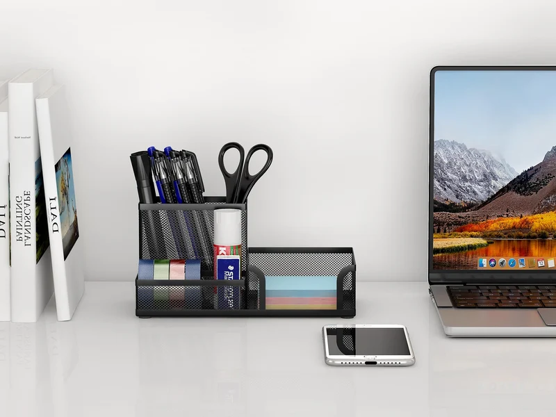 EasyPAG Metall Schreibtisch Organizer Stiftehalter Stiftköcher Utensilienschalen Büro Organisation Zubehör Ablage,Schwarz