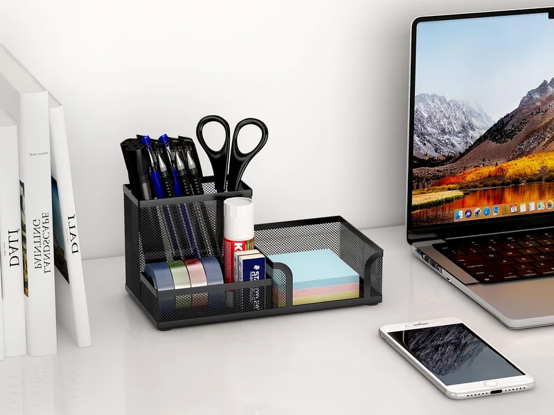 EasyPAG Metall Schreibtisch Organizer Stiftehalter Stiftköcher Utensilienschalen Büro Organisation Zubehör Ablage,Schwarz