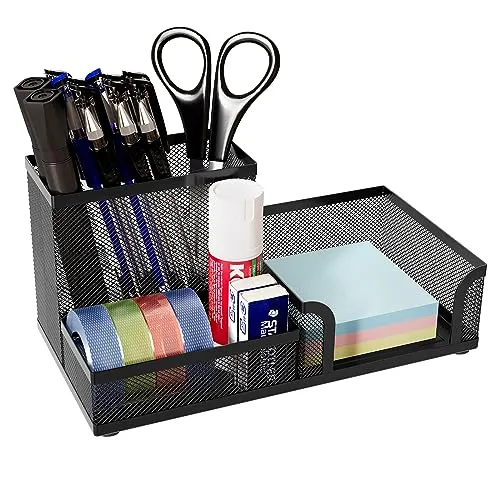 EasyPAG Metall Schreibtisch Organizer Stiftehalter Stiftköcher Utensilienschalen Büro Organisation Zubehör Ablage,Schwarz