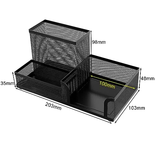 EasyPAG Metall Schreibtisch Organizer Stiftehalter Stiftköcher Utensilienschalen Büro Organisation Zubehör Ablage,Schwarz