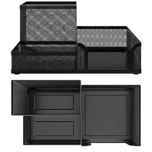 EasyPAG Metall Schreibtisch Organizer Stiftehalter Stiftköcher Utensilienschalen Büro Organisation Zubehör Ablage,Schwarz