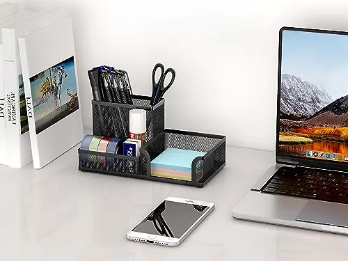 EasyPAG Metall Schreibtisch Organizer Stiftehalter Stiftköcher Utensilienschalen Büro Organisation Zubehör Ablage,Schwarz