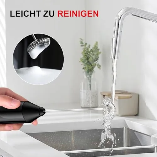 Bonsenkitchen Milchaufschäumer Elektrisch, Handheld Stab, Batteriebetrieben