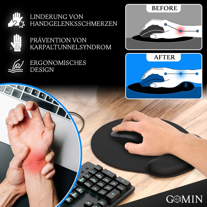 Gomin Handgelenkauflage · Schwarz
