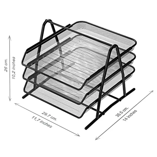 Detectalia Briefablage · 34,5L x 29,5B x 26,5H cm · Schwarz/Schiere Freude