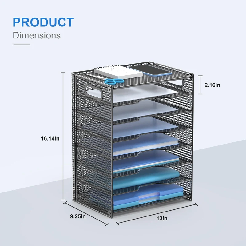 OUTWOLF Briefablage · 33L x 22,9B x 40,6H cm · Schwarz-8tier
