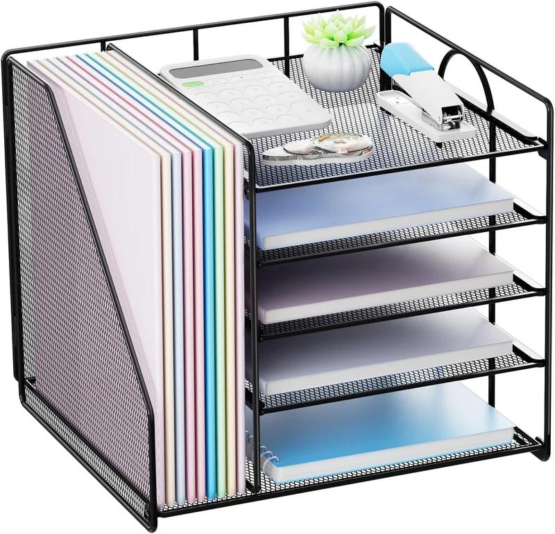Briefablage · 32T x 7B x 31H cm · 5 Tier - Schwarz