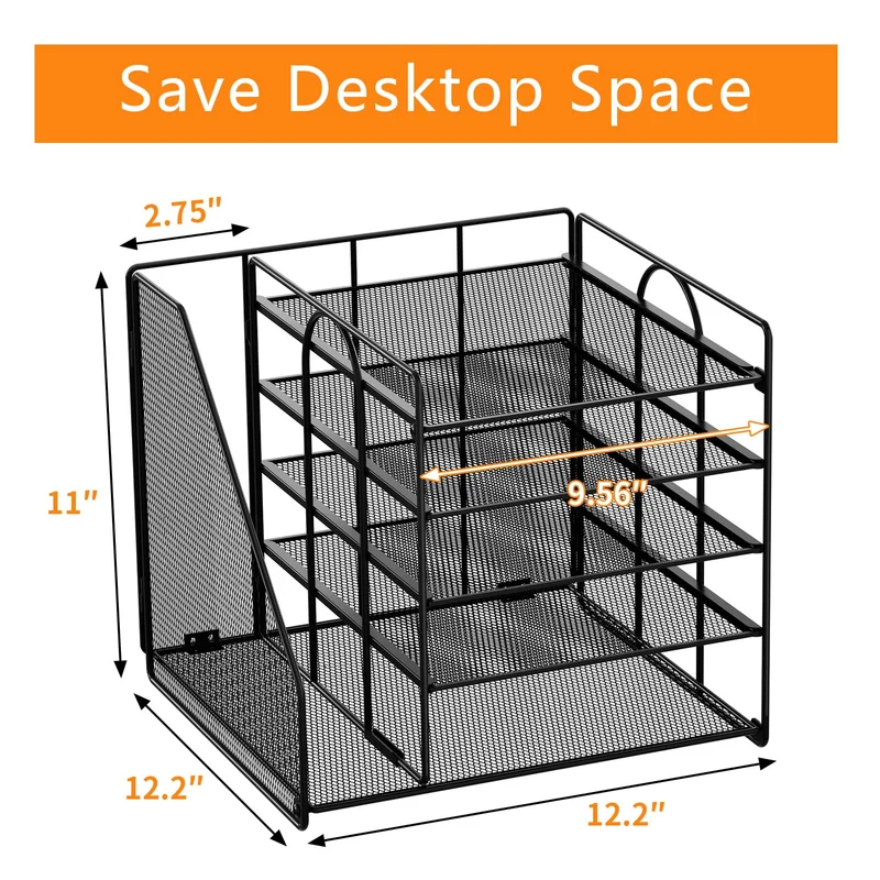 Briefablage · 32T x 7B x 31H cm · 5 Tier - Schwarz