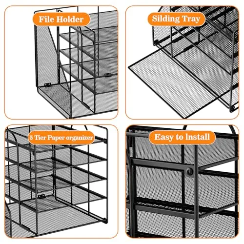 Briefablage · 32T x 7B x 31H cm · 5 Tier - Schwarz