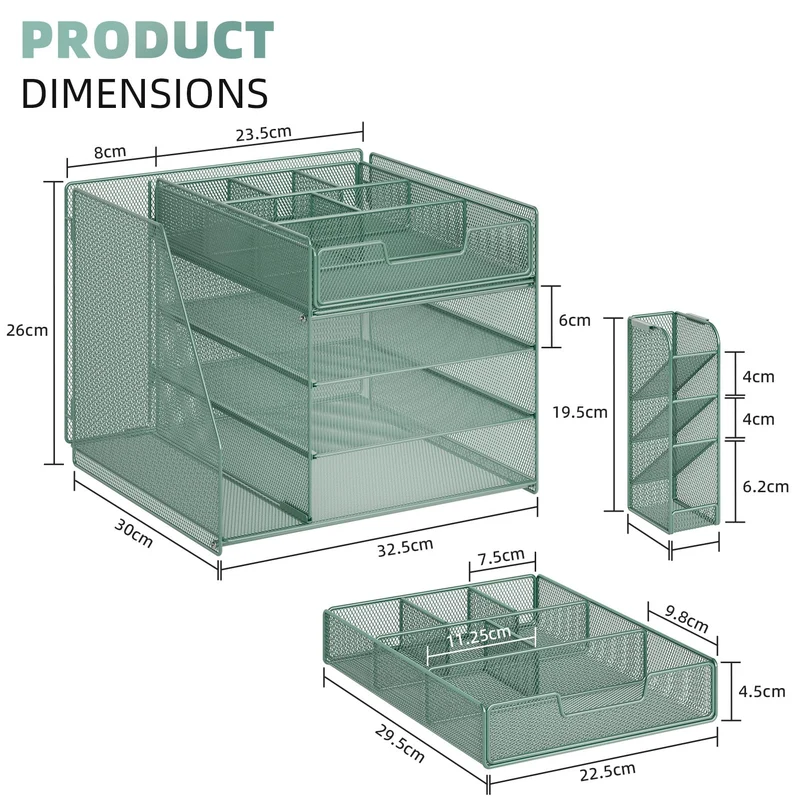 Marbrasse Briefablage · 15T x 25B x 27H cm · Grün