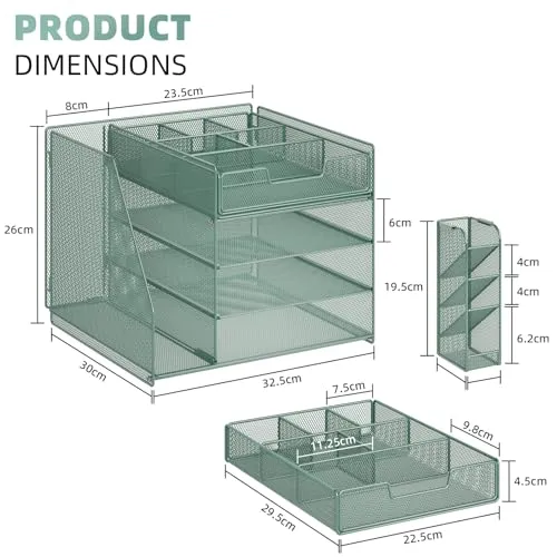 Marbrasse Briefablage · 15T x 25B x 27H cm · Grün