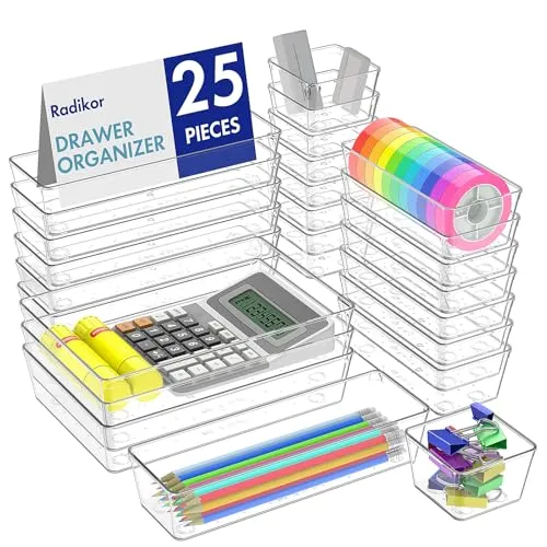 Radikor Schubladen Organizer Set 25-teilig, Schubladeneinsatz 4 Größen