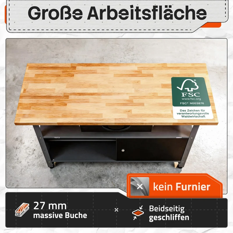 Ondis24 Werkstatteinrichtung Werkstatt Set Werkbank Klaus 240 cm Hängeschrank (Arbeitshöhe 85 cm, Schwarz)