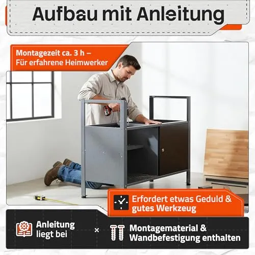 Ondis24 Werkstatteinrichtung Werkstatt Set Werkbank Klaus 240 cm Hängeschrank (Arbeitshöhe 85 cm, Schwarz)