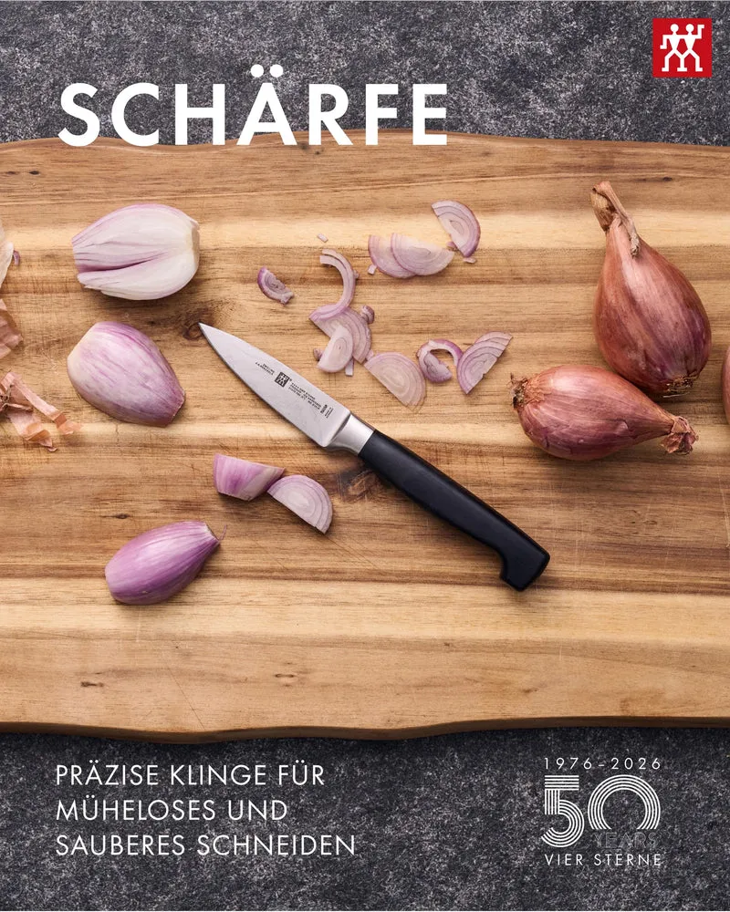 ZWILLING VIER STERNE Spick & Garniermesser 10 cm, Rostfreier Spezialstahl, Ergonomischer Griff, Made in Germany, Schwarz