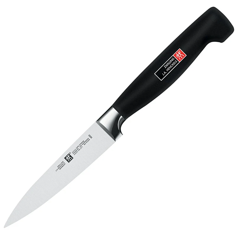 ZWILLING VIER STERNE Spick & Garniermesser 10 cm, Rostfreier Spezialstahl, Ergonomischer Griff, Made in Germany, Schwarz