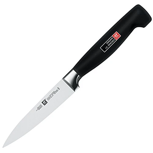 ZWILLING VIER STERNE Spick & Garniermesser 10 cm, Rostfreier Spezialstahl, Ergonomischer Griff, Made in Germany, Schwarz