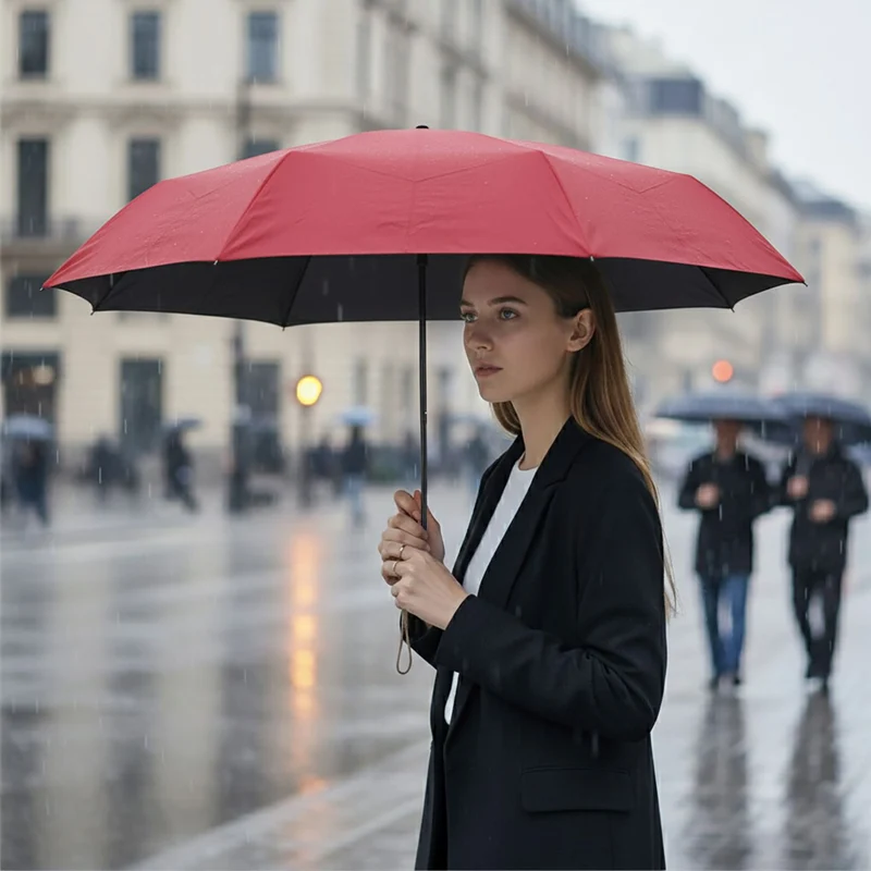 Sturmfester Poket-Regenschirm mit UV-Schutz 58 cm, Rot