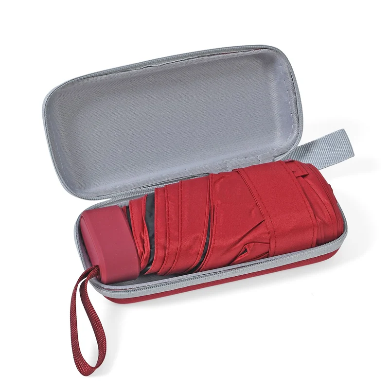 Sturmfester Poket-Regenschirm mit UV-Schutz 58 cm, Rot