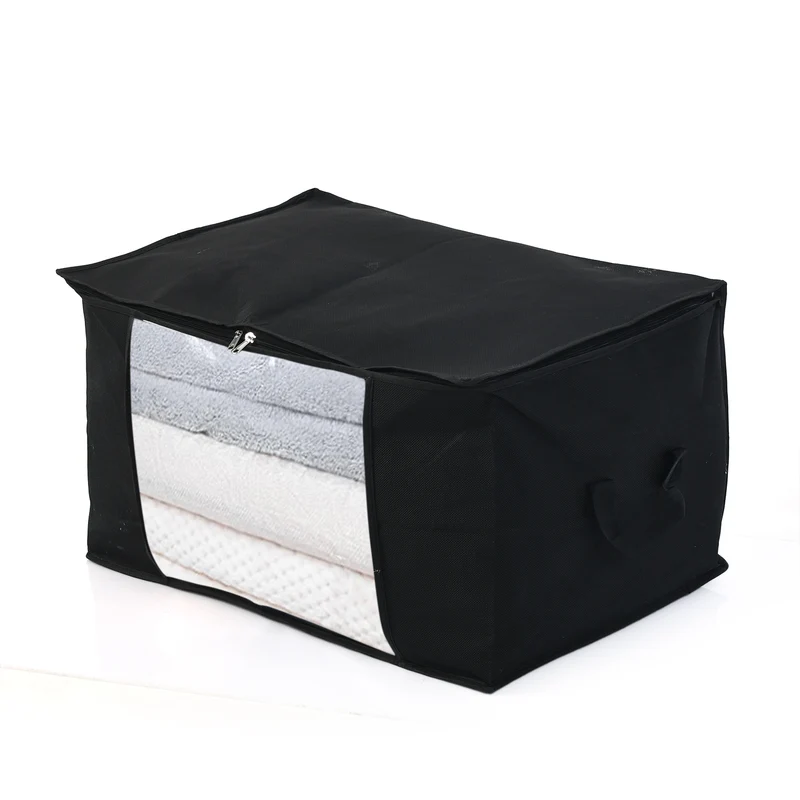 LIVMORE 5er-Set Aufbewahrungs-Organizer aus Vliesstoff mit Sichtfenster, je 84L gesamt 420L, 35x 60x40cm, Beige