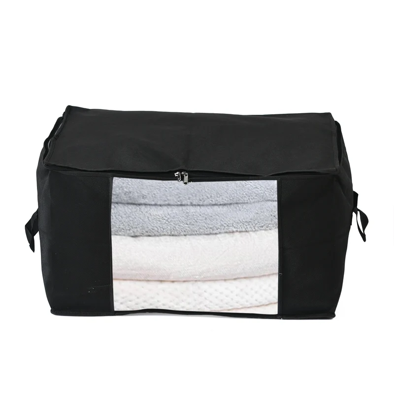 LIVMORE 5er-Set Aufbewahrungs-Organizer aus Vliesstoff mit Sichtfenster, je 84L gesamt 420L, 35x 60x40cm, Beige