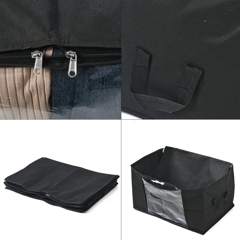 LIVMORE 5er-Set Aufbewahrungs-Organizer aus Vliesstoff mit Sichtfenster, je 84L gesamt 420L, 35x 60x40cm, Beige
