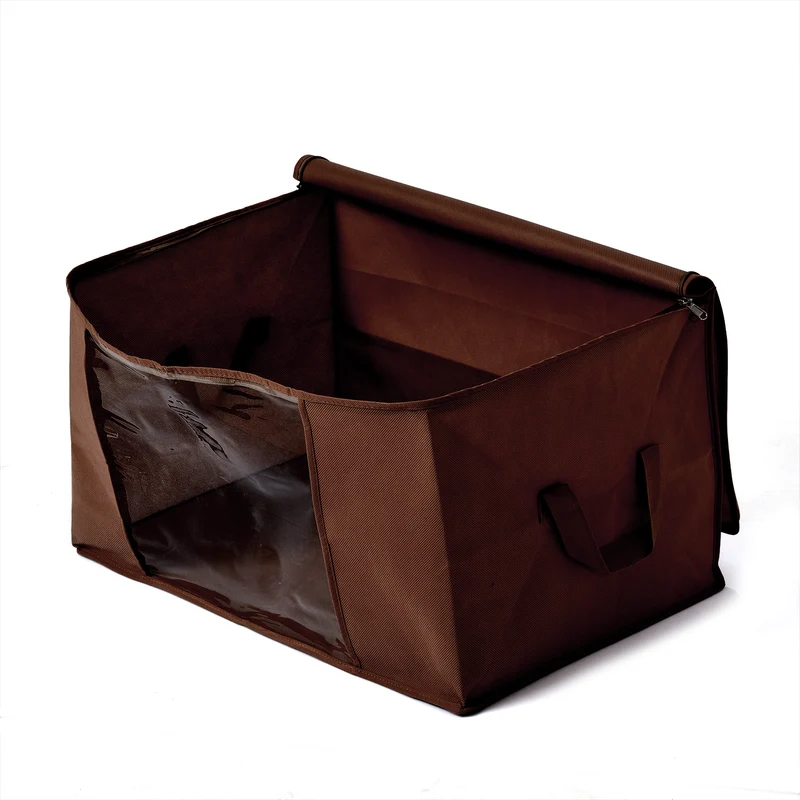 LIVMORE 5er-Set Aufbewahrungs-Organizer aus Vliesstoff mit Sichtfenster, je 84L gesamt 420L, 35x 60x40cm, Beige
