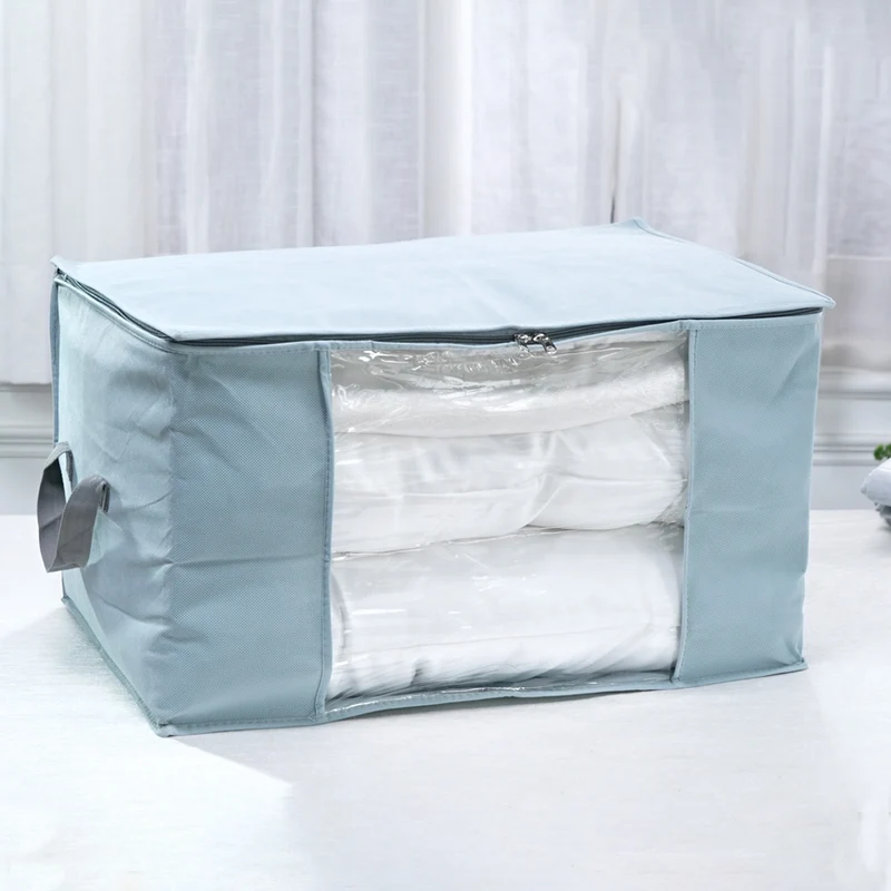 LIVMORE 5er-Set Aufbewahrungs-Organizer aus Vliesstoff mit Sichtfenster, je 84L gesamt 420L, 35x 60x40cm, Beige