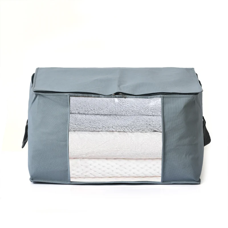 LIVMORE 5er-Set Aufbewahrungs-Organizer aus Vliesstoff mit Sichtfenster, je 84L gesamt 420L, 35x 60x40cm, Beige