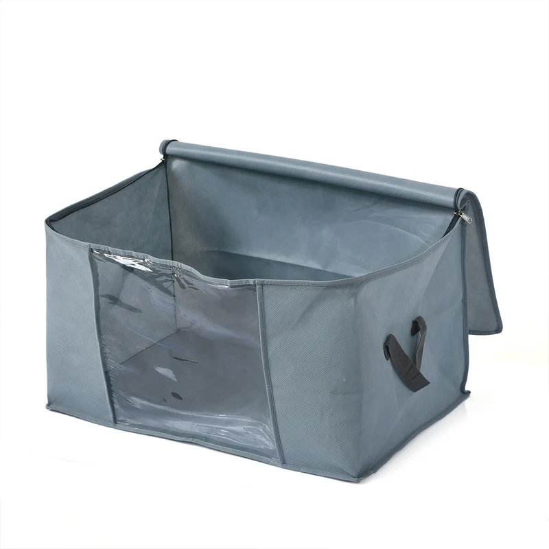 LIVMORE 5er-Set Aufbewahrungs-Organizer aus Vliesstoff mit Sichtfenster, je 84L gesamt 420L, 35x 60x40cm, Beige
