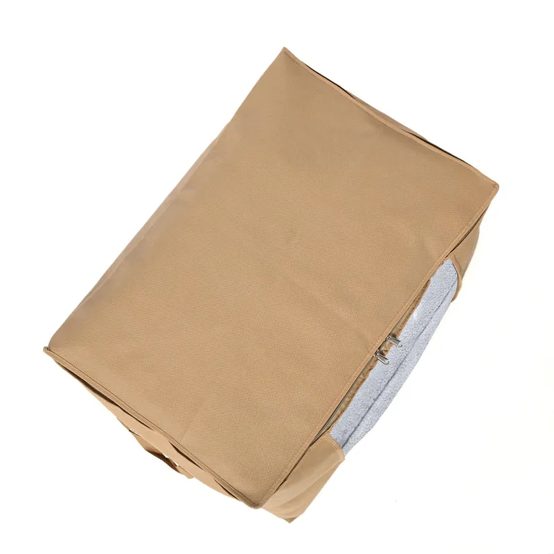 LIVMORE 5er-Set Aufbewahrungs-Organizer aus Vliesstoff mit Sichtfenster, je 84L gesamt 420L, 35x 60x40cm, Beige